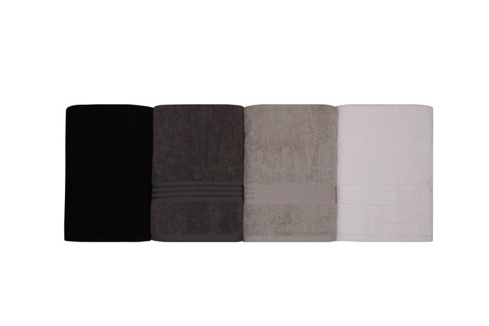 Aucune Juego de 4 toallas de baño - 70 x 140 cm - Blanco, Gris, Gris oscuro, Negro Aucune Juego de 4 toallas de baño - 70 x 140 cm - Blanco, Gris, Gris oscuro, Negro